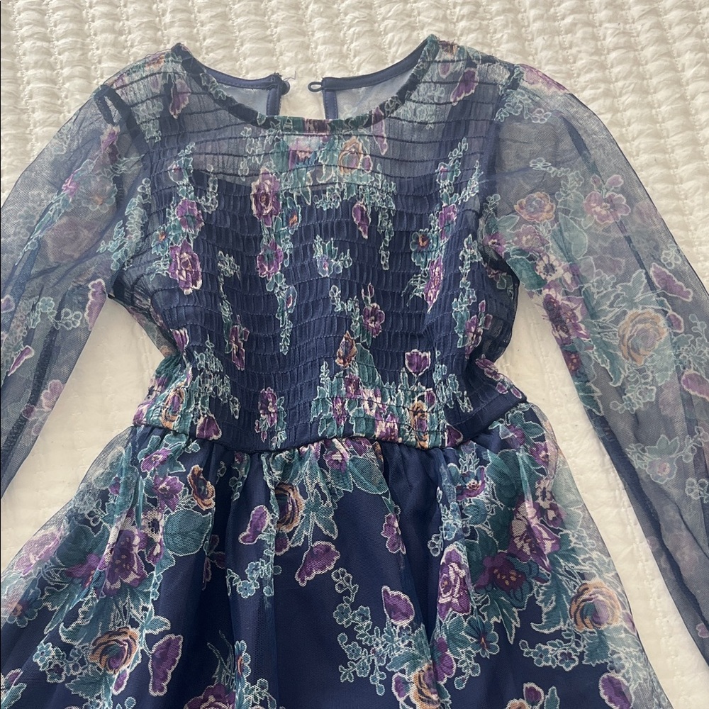 Floral Navy Kids Dress 💐💜